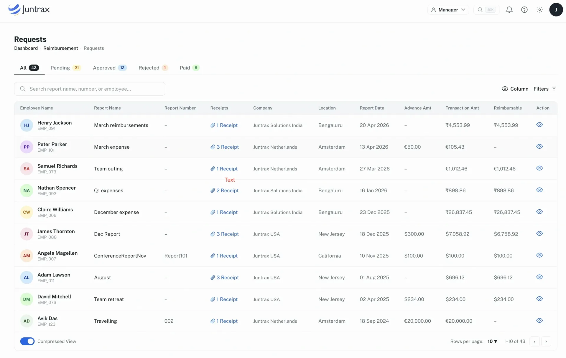Juntrax HRMS – Reimbursements